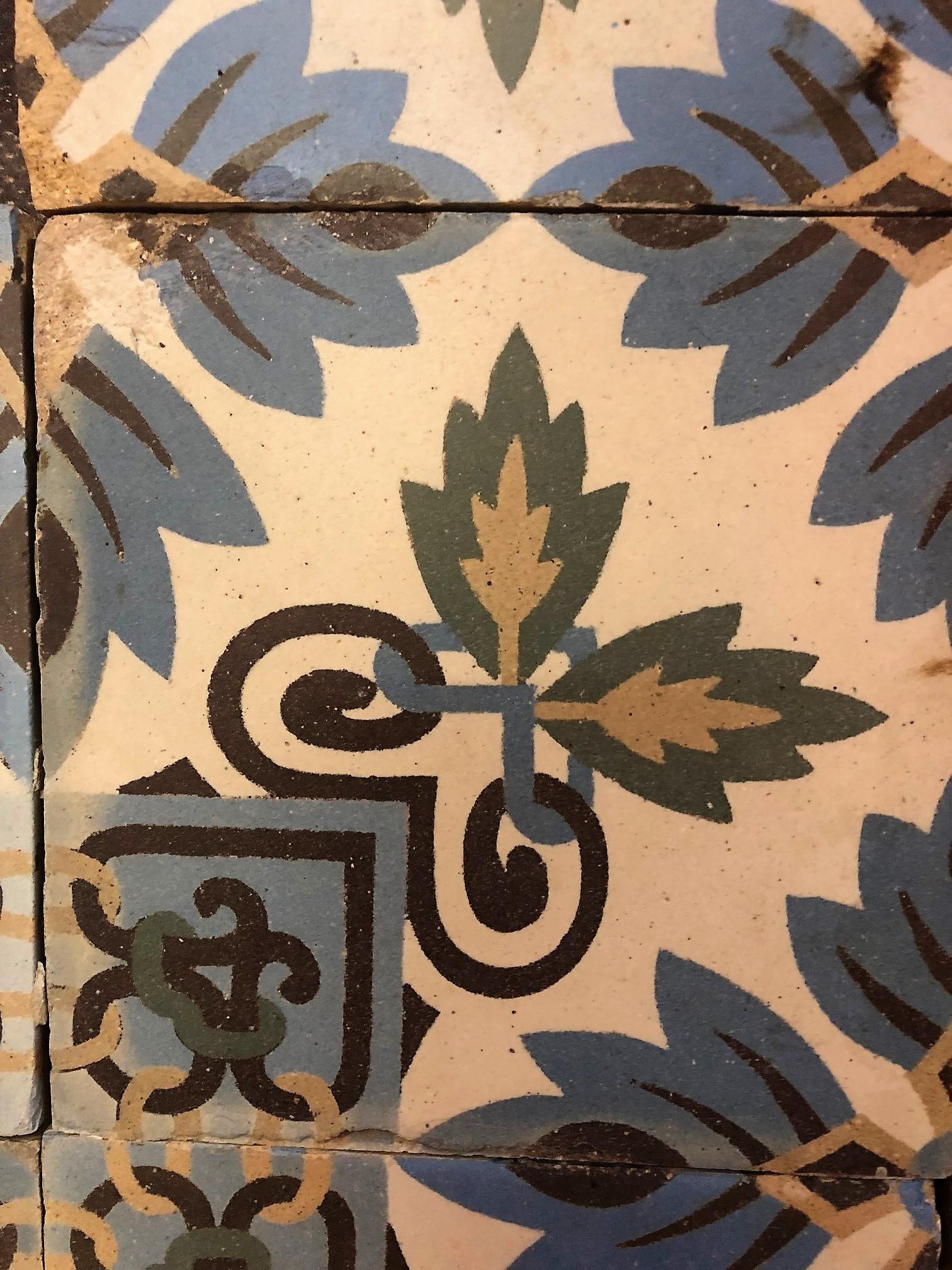 French Reclaimed Bordeau Blue Tiles