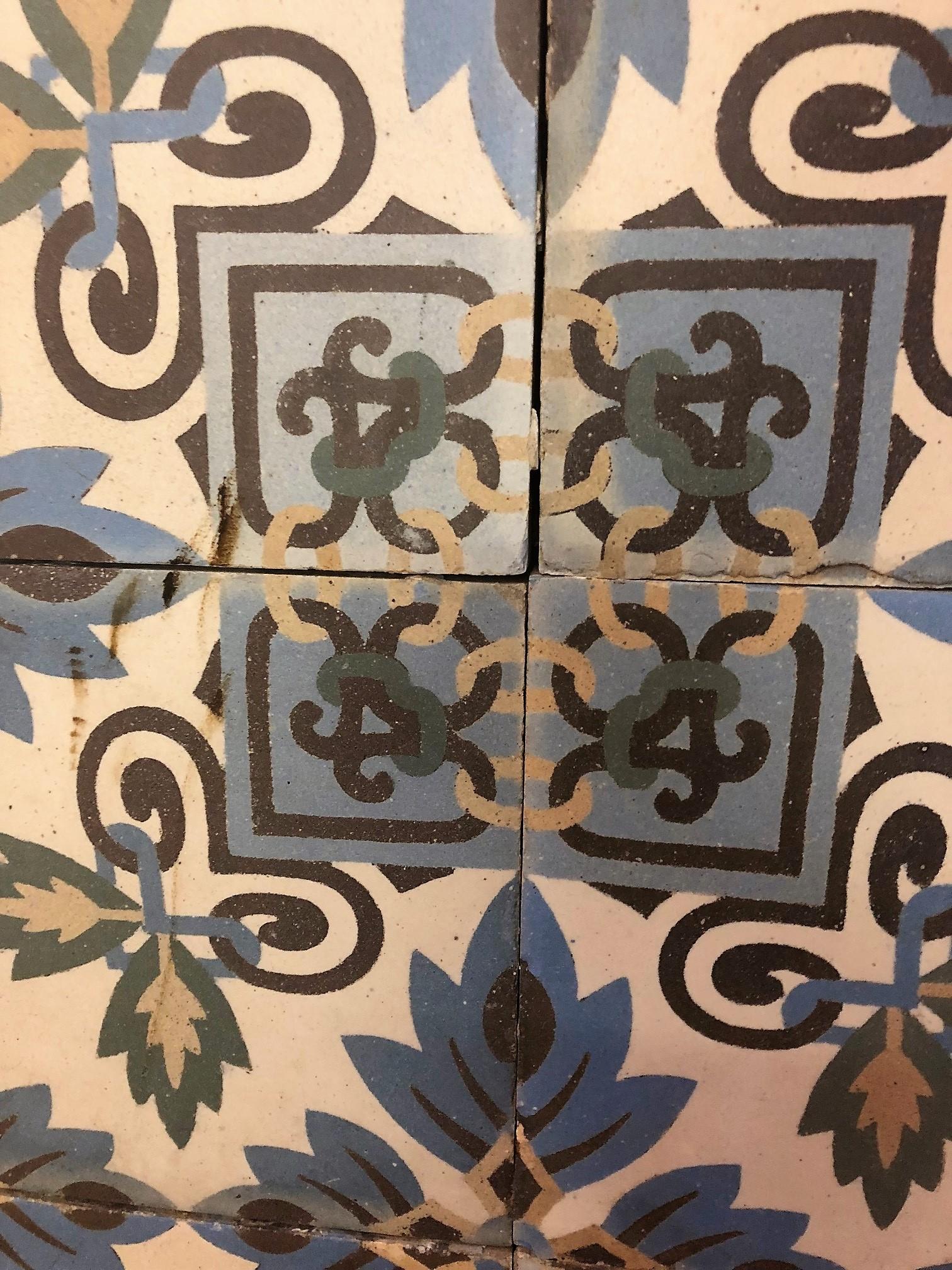 Reclaimed Bordeau Blue Tiles In Good Condition In Dallas, TX