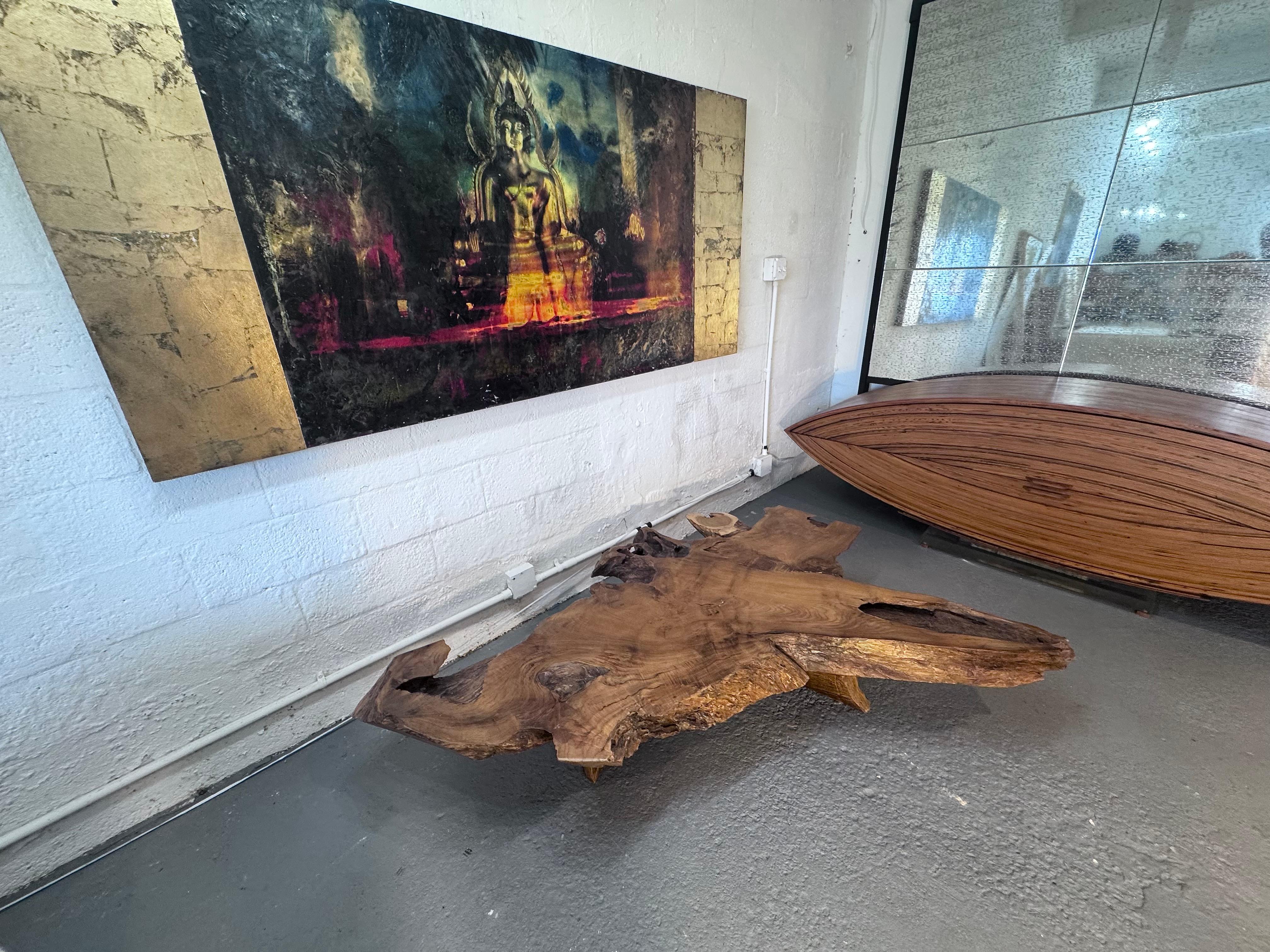 Reclaimed Brazilian Teak Live-Edge Coffee Table, Handcrafted by Rafael Calvo en venta 5