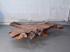 Reclaimed Brazilian Teak Live-Edge Coffee Table, Handcrafted by Rafael Calvo