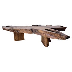 Reclaimed Brazilian Teak Live-Edge Coffee Table, Handcrafted by Rafael Calvo