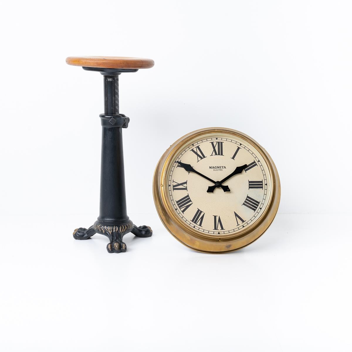 Reclaimed British Industrial Brass Wall Clock by Magneta London 5