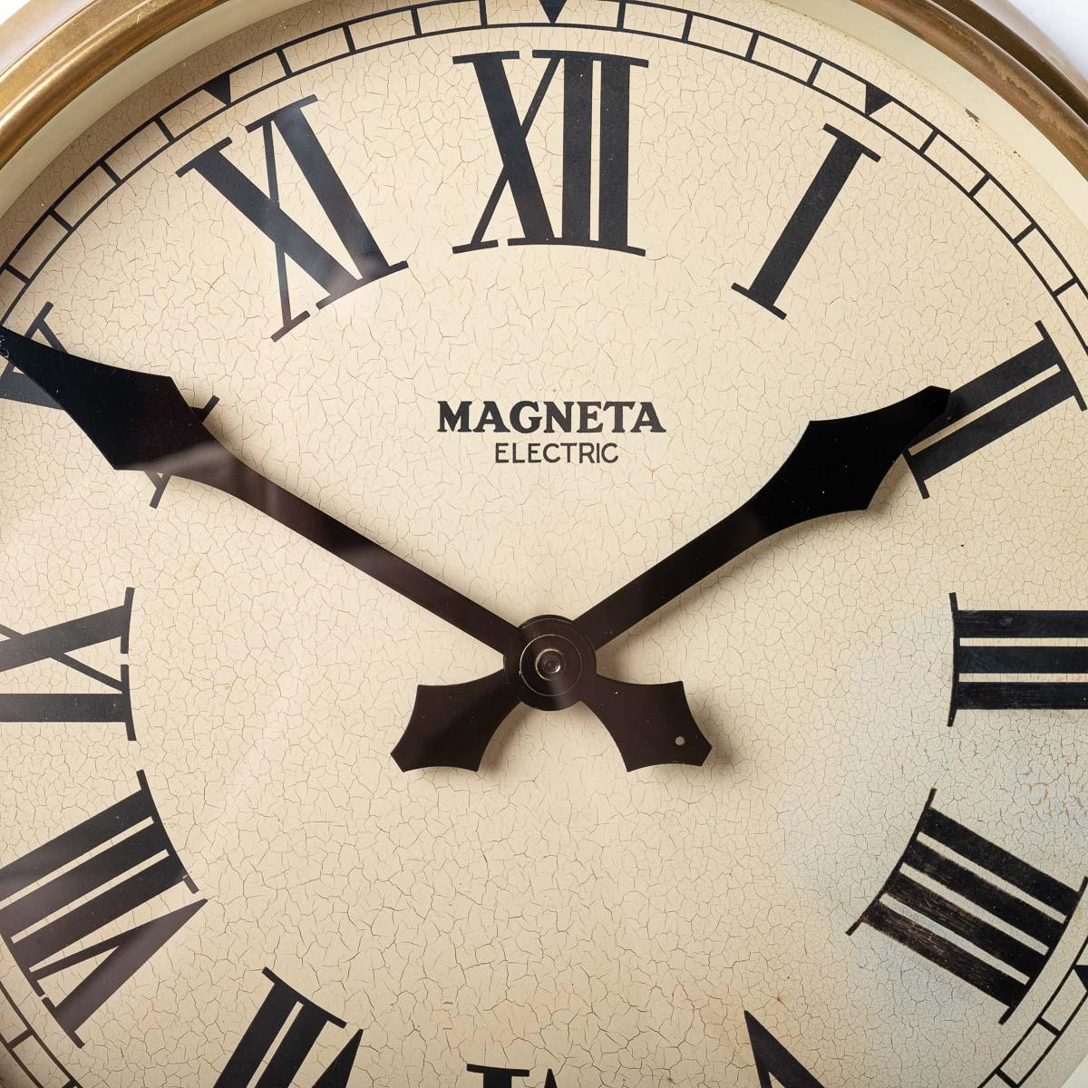 Hand-Painted Reclaimed British Industrial Brass Wall Clock by Magneta London