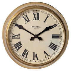 Vintage Reclaimed British Industrial Brass Wall Clock by Magneta London