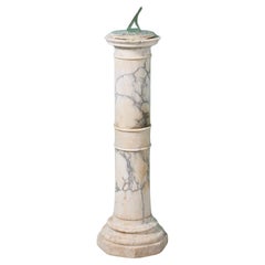Antique Reclaimed Bronze Garden Sundial on Alabaster Pedestal