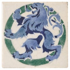 Antique Reclaimed Carter & Co Tile of Heraldic Lion