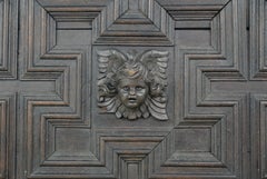 Reclaimed Carved Angel Relief Oak Cabinet Door w Key 27.875 in. x 25.625 in.