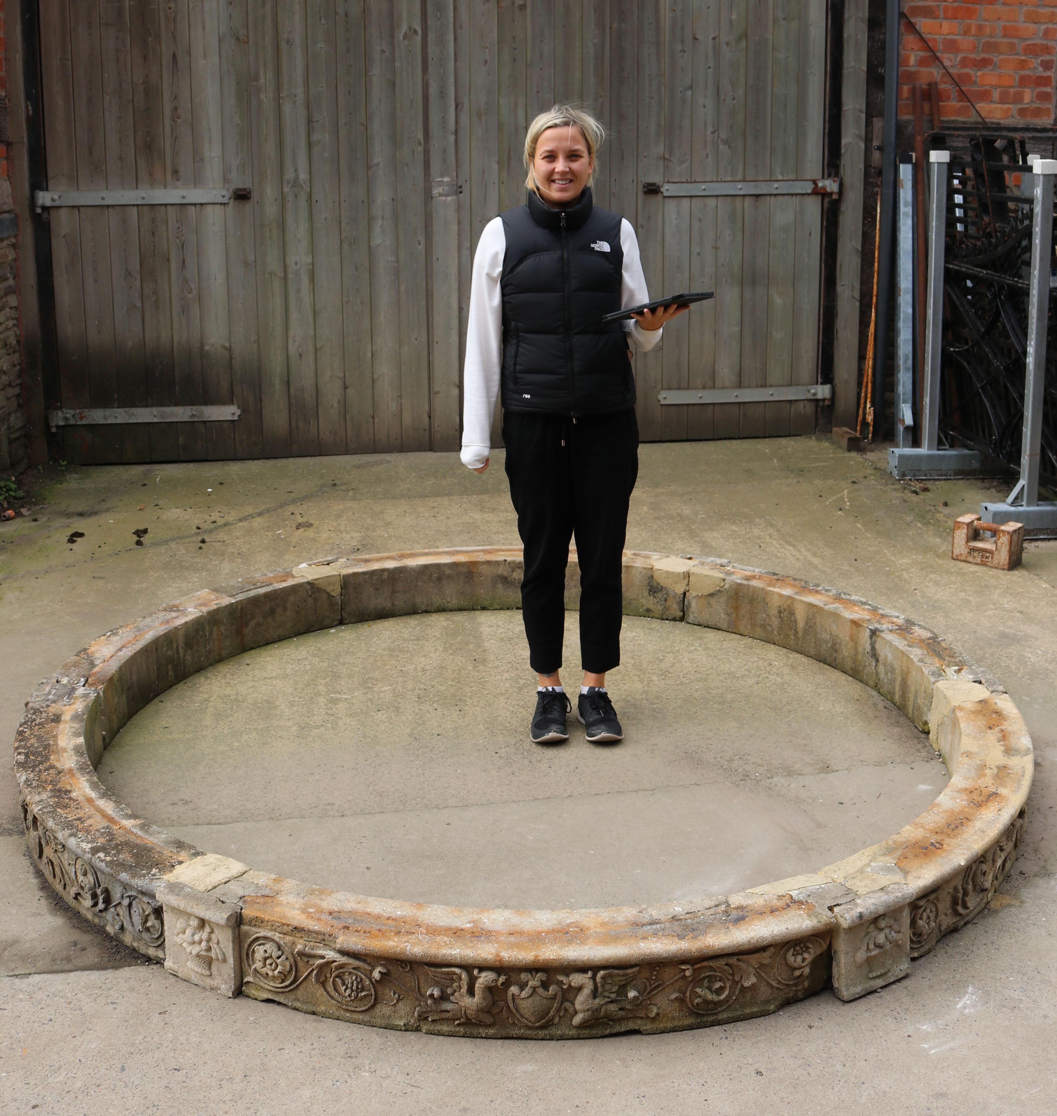 Reclaimed Carved Limestone Circular Pool Surround 5