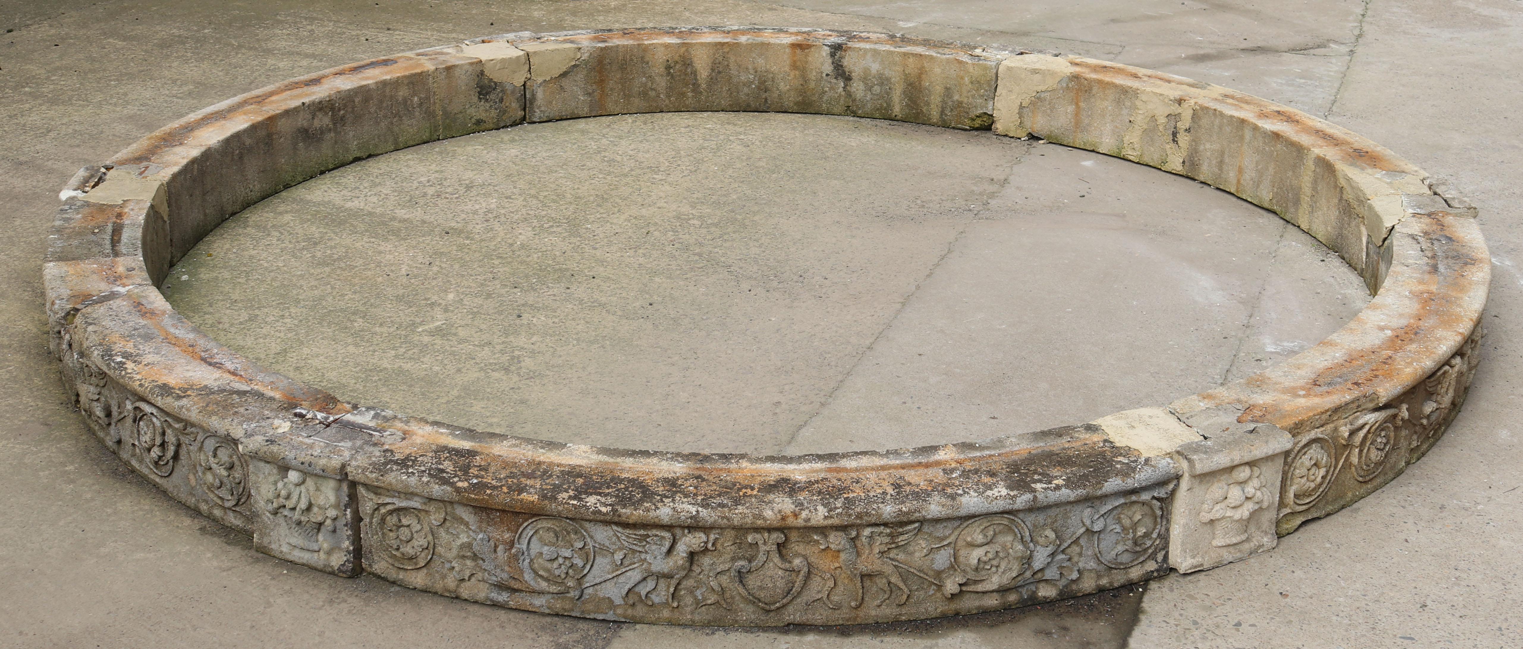 20th Century Reclaimed Carved Limestone Circular Pool Surround