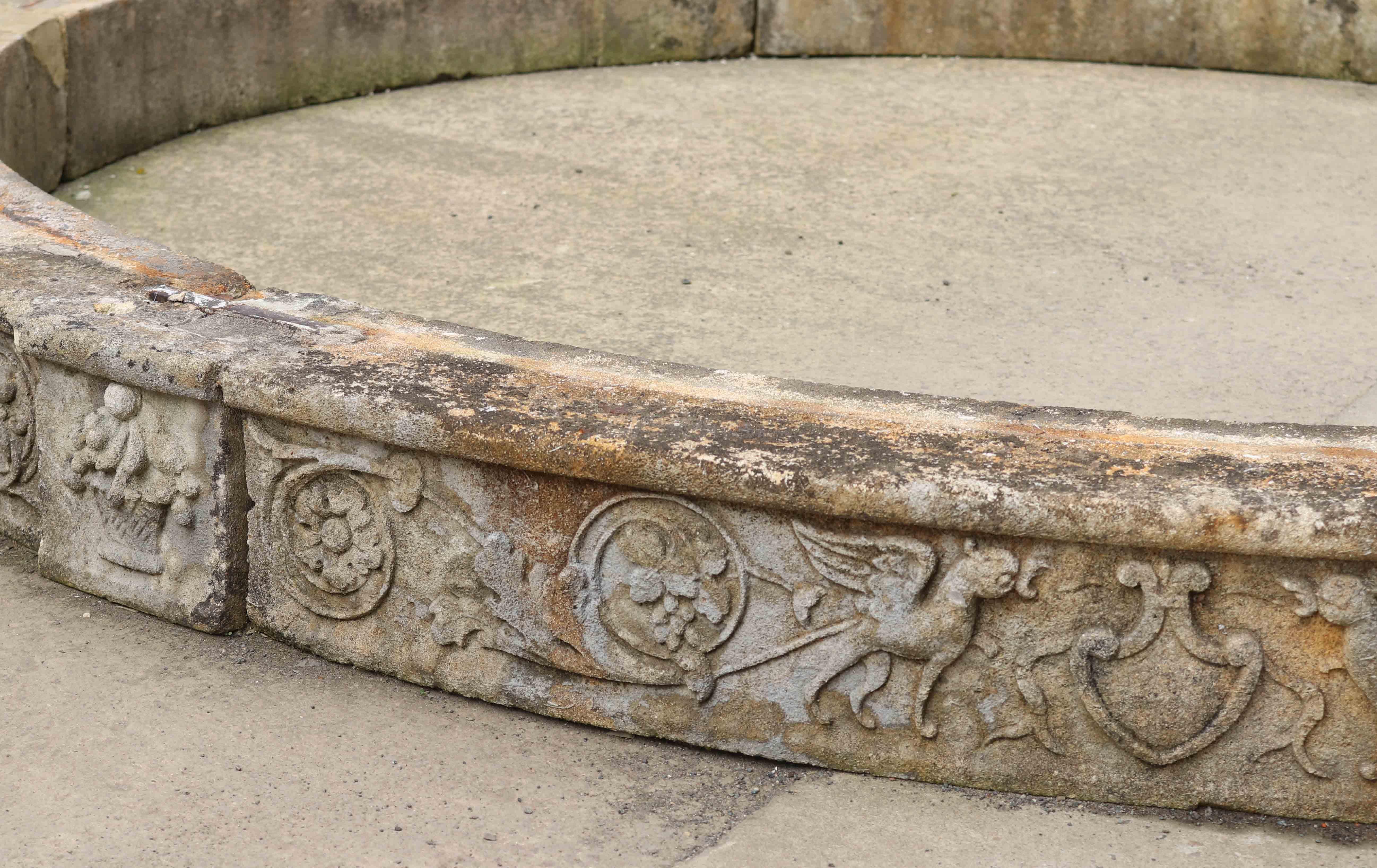 Reclaimed Carved Limestone Circular Pool Surround 2
