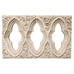 Antique Reclaimed Carved Limestone Window