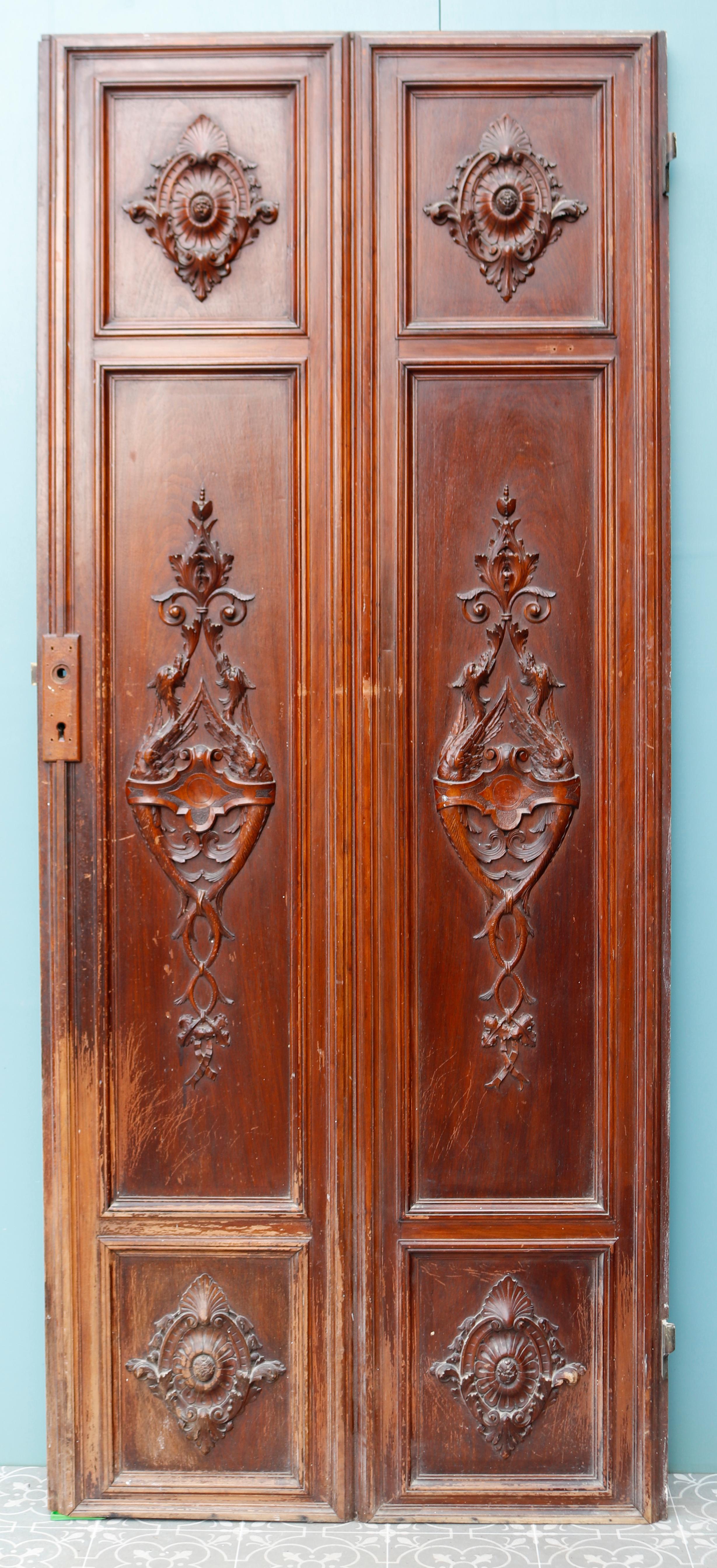 20th Century Reclaimed Carved Walnut Interior Door For Sale