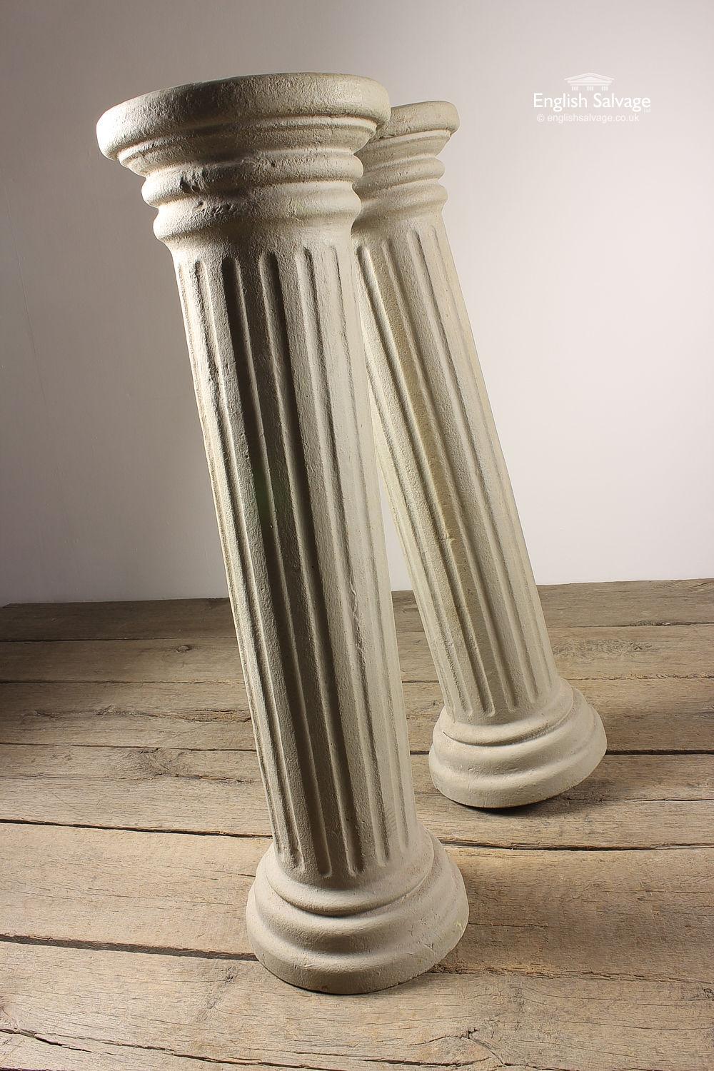 Reclaimed plain circular topped fluted/ribbed painted cast columns / pillars / supports. Ideal for displaying a shrub/plant off and enabling it to drape down pillar, or for housing your favourite ornament.