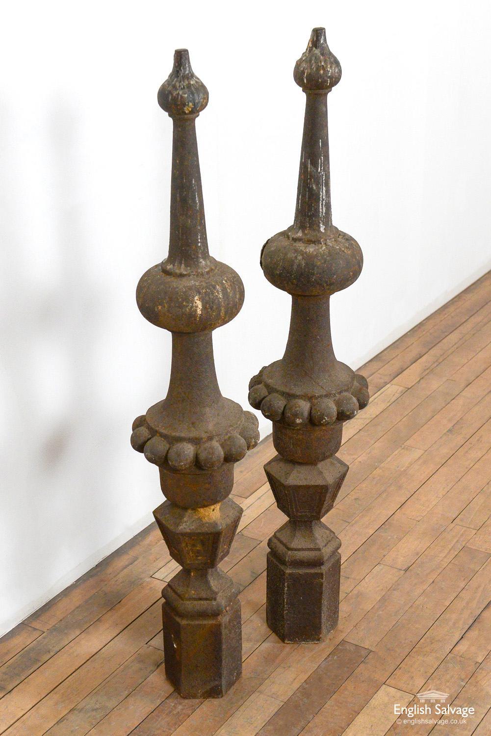 European Reclaimed Cast Iron Finial Posts, 20th Century For Sale