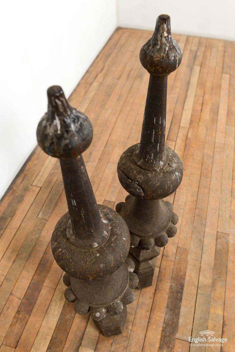 Reclaimed Cast Iron Finial Posts, 20th Century For Sale 1