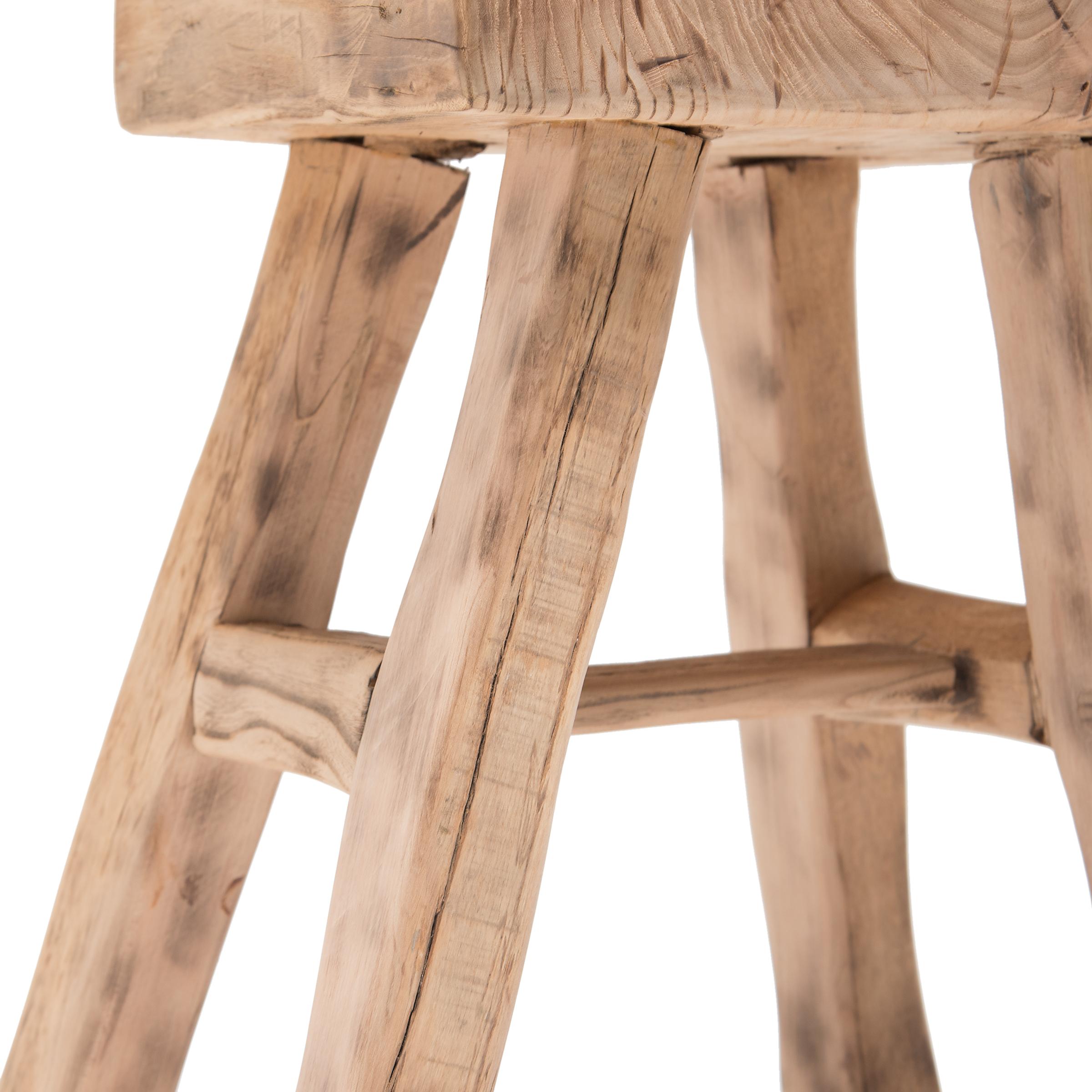 Contemporary Reclaimed Chinese Elm Courtyard Stool