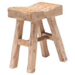 Tabouret de cour en orme chinois récupéré