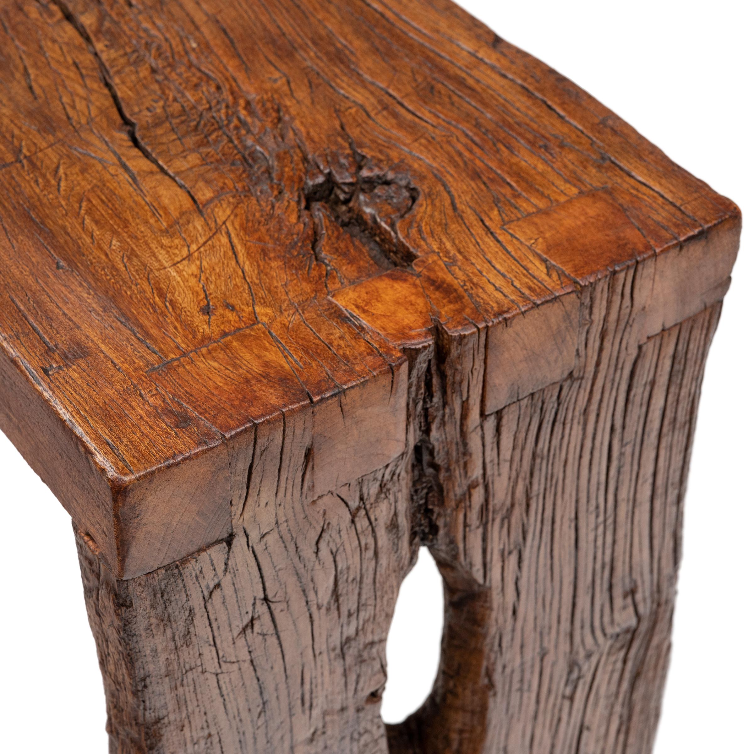 Reclaimed Chinese Elm Waterfall Table For Sale 2