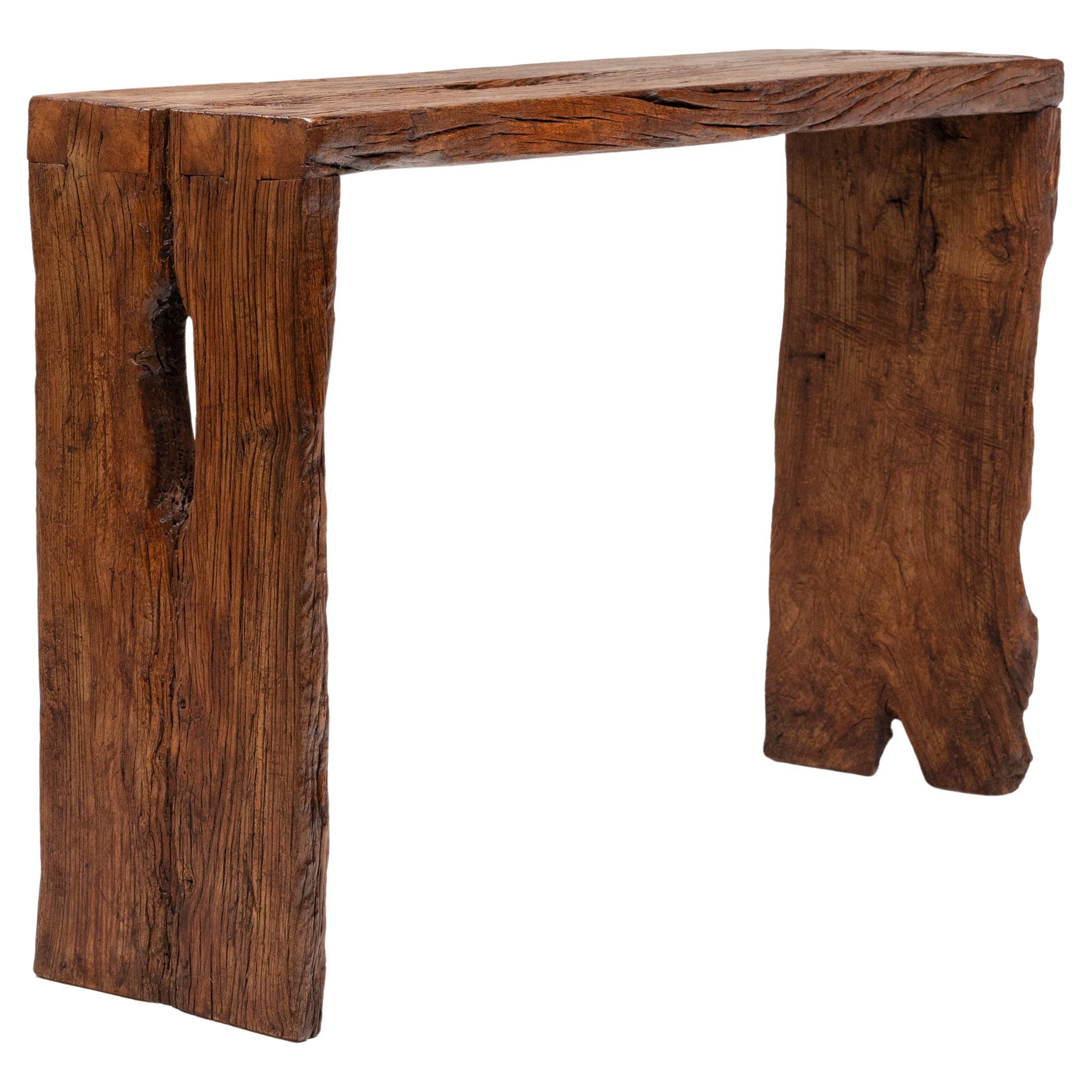 Reclaimed Chinese Elm Waterfall Table For Sale