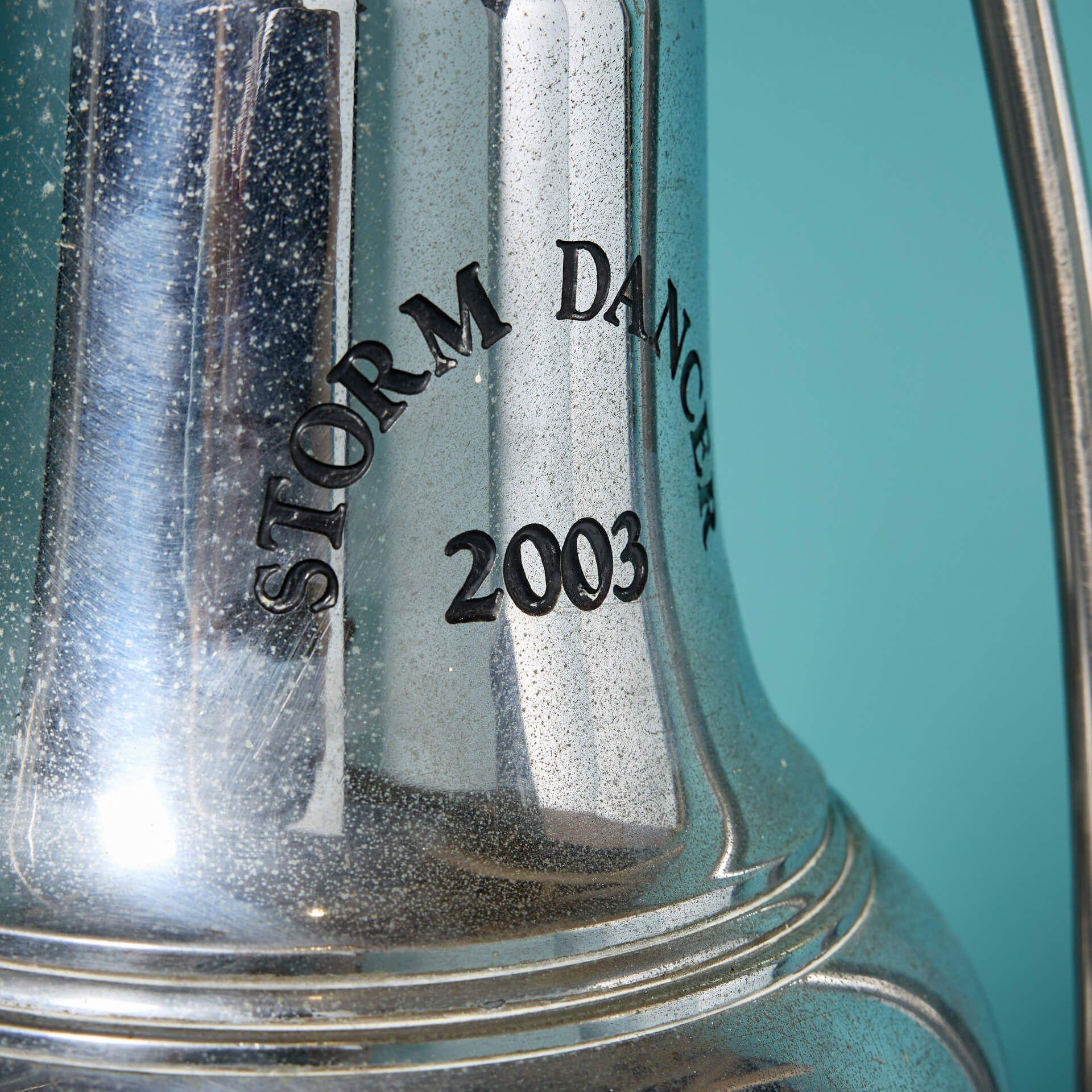 Sconosciuto Campana marittima in bronzo cromato di recupero con supporto in vendita