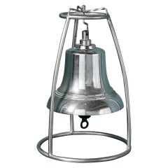 Reclaimed Chrome-Plated Bronze Maritime Bell on Stand