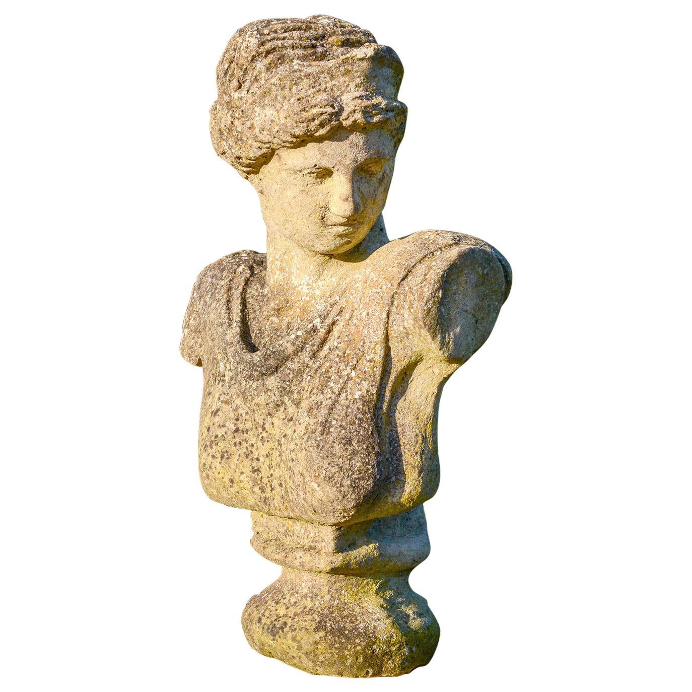 Reclaimed Composition Stone Classical Bust, 20th Century For Sale