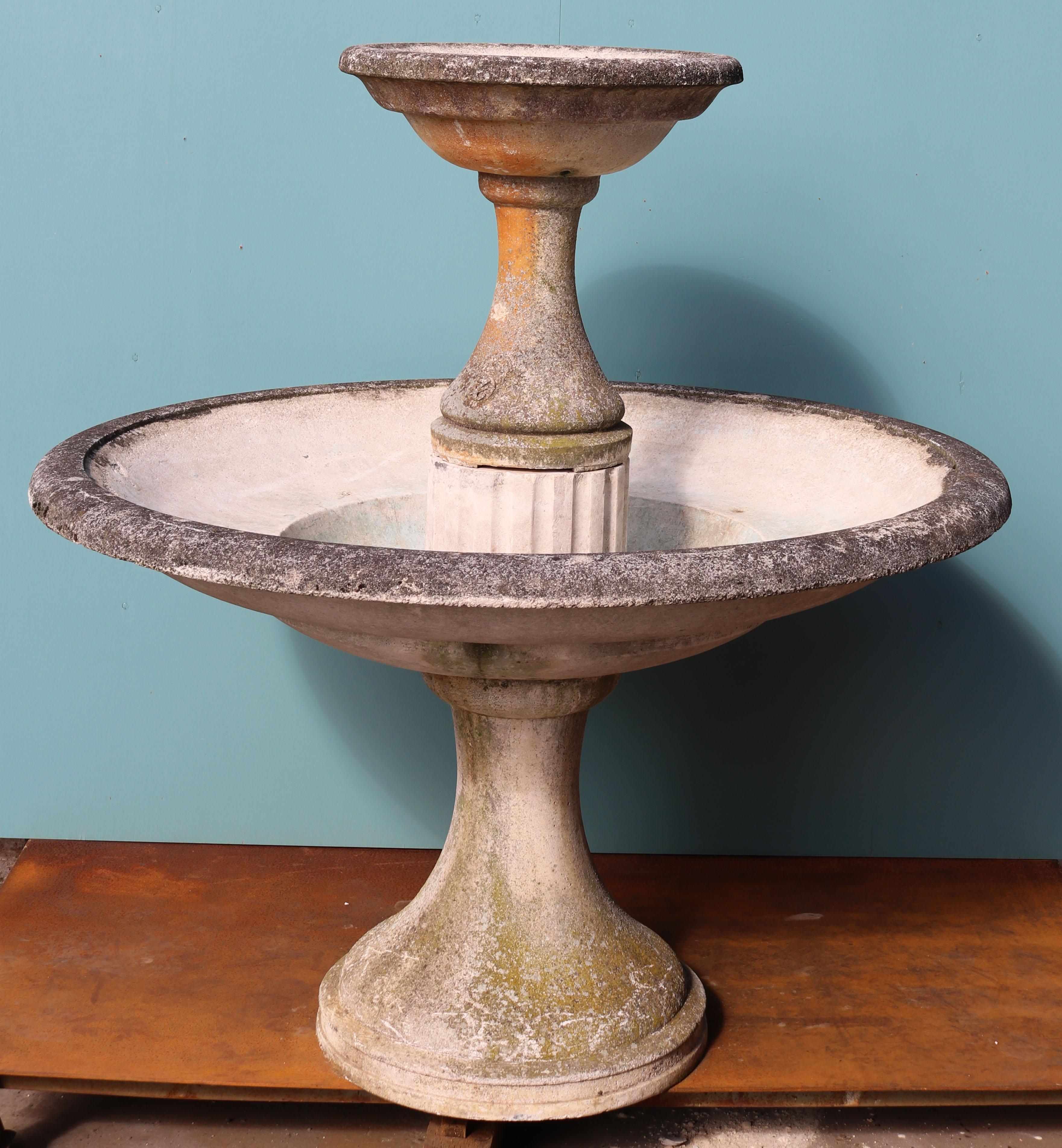 English Reclaimed Composition Stone Garden Fountain