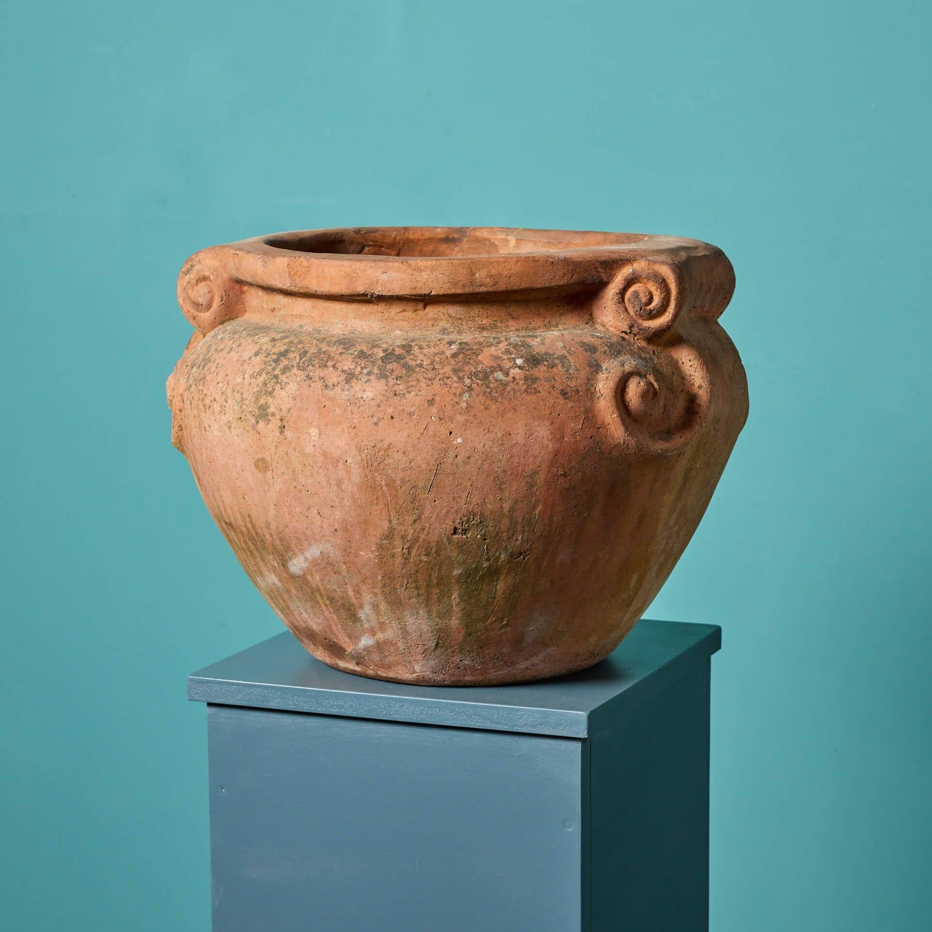 Victorian Reclaimed Compton Style Terracotta Scroll Pot For Sale