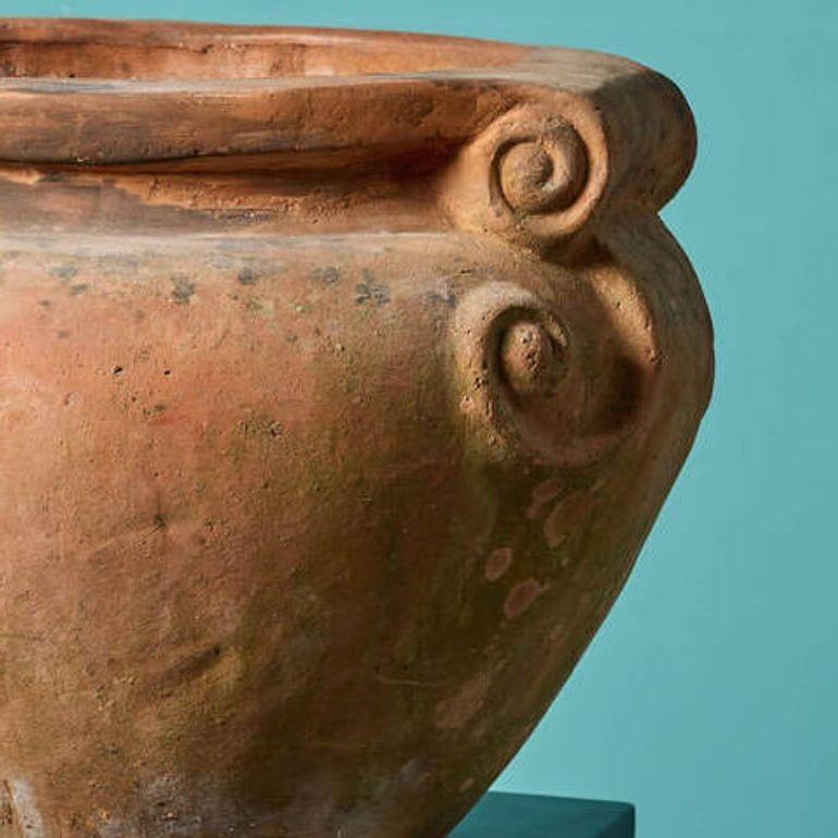 English Reclaimed Compton Style Terracotta Scroll Pot For Sale