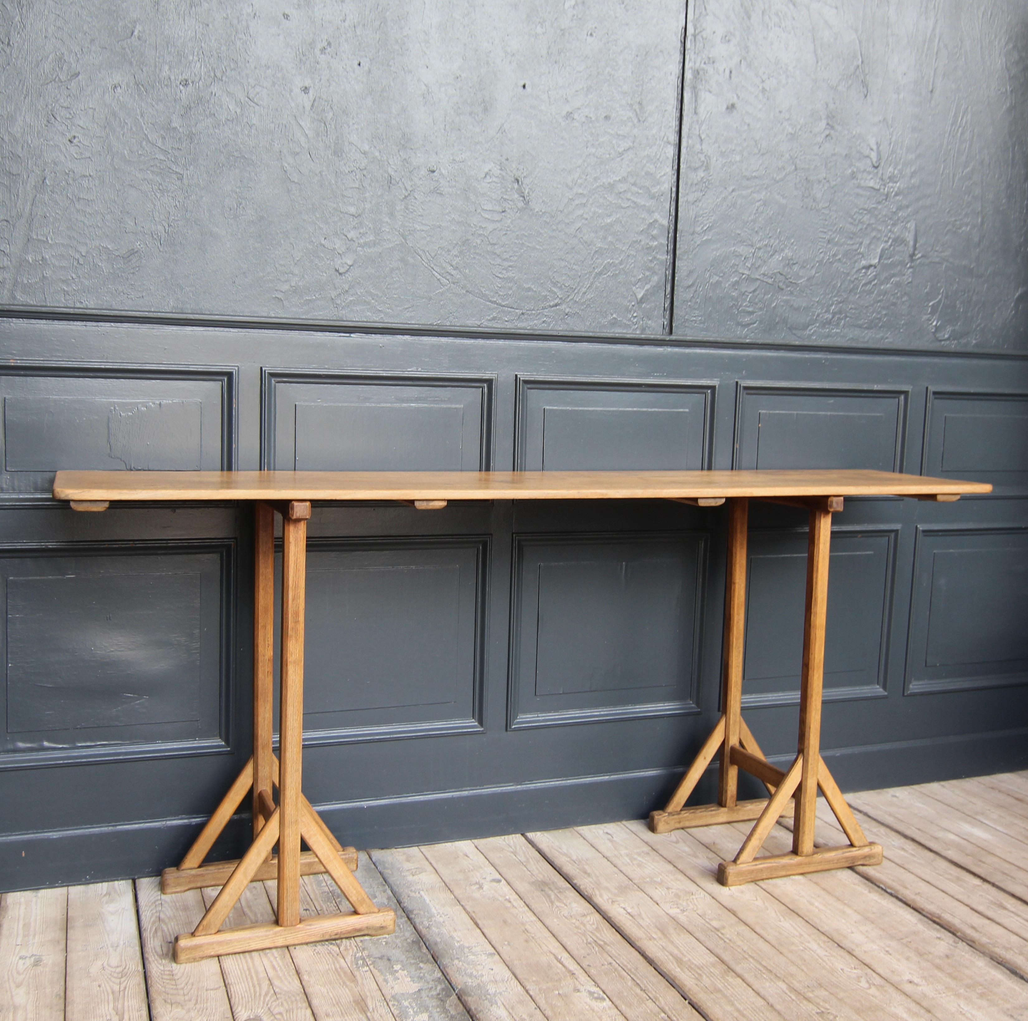 Reclaimed Console Trestle Table For Sale 3