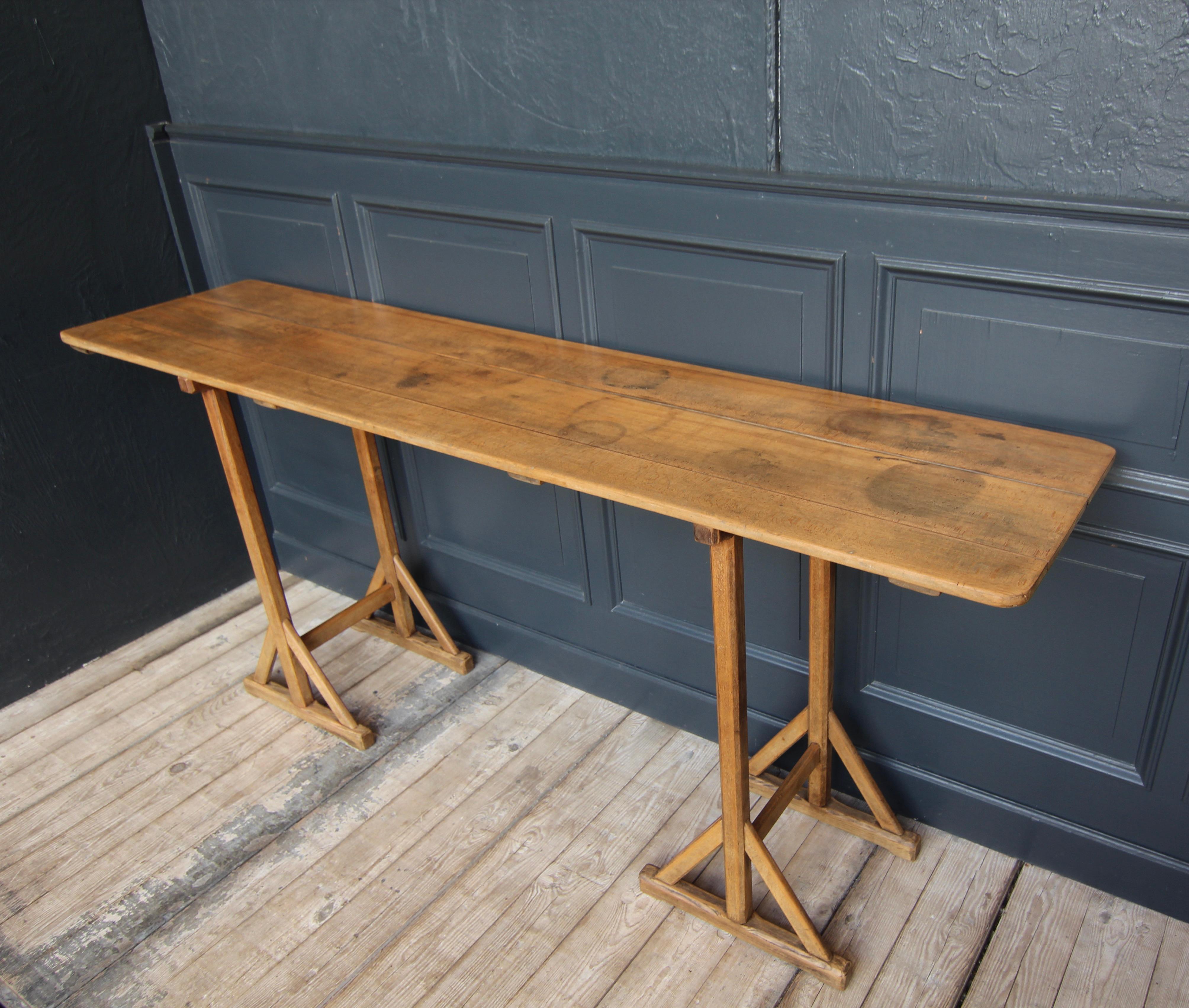 Reclaimed Console Trestle Table For Sale 4