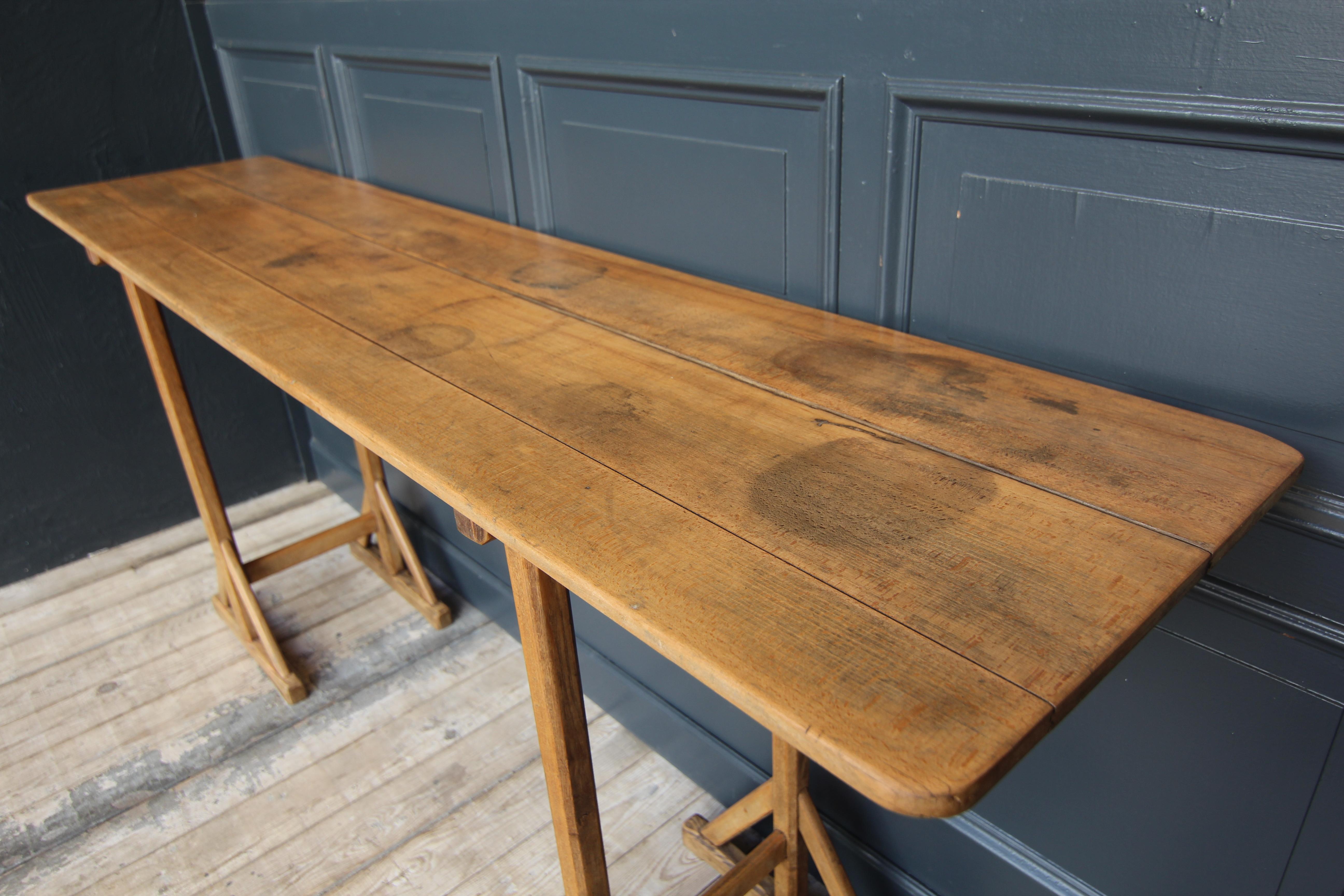 Reclaimed Console Trestle Table For Sale 5