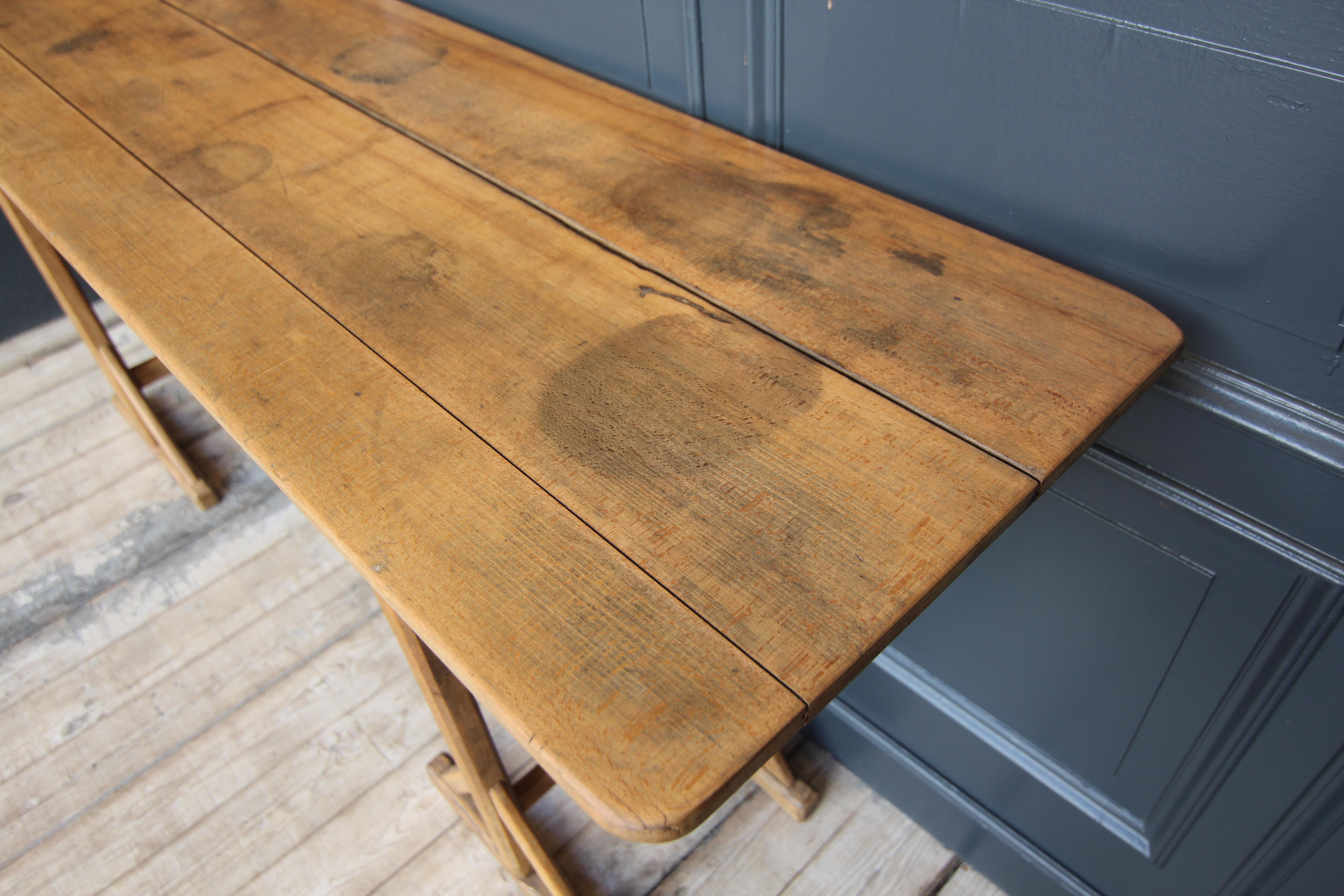 Reclaimed Console Trestle Table For Sale 6