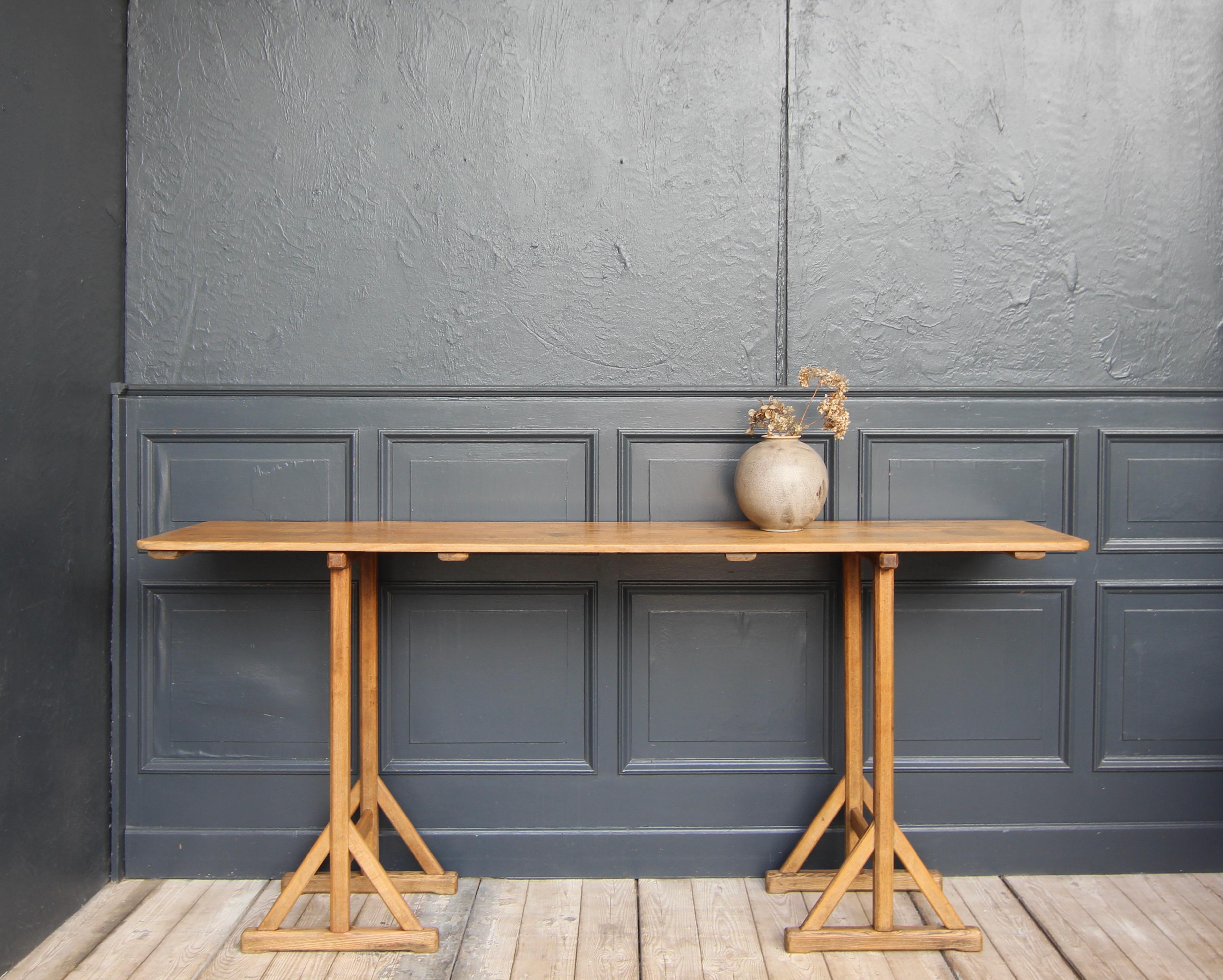 Industrial Reclaimed Console Trestle Table For Sale