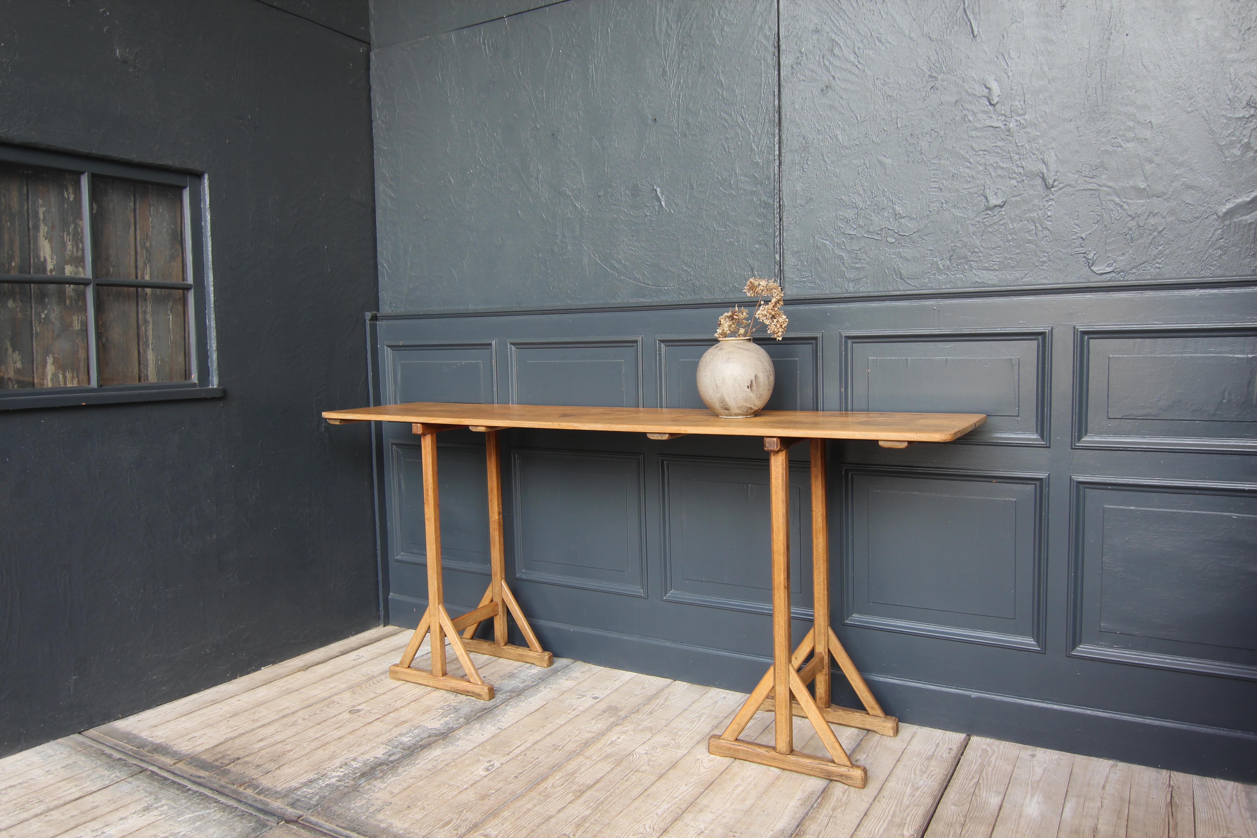 20th Century Reclaimed Console Trestle Table For Sale