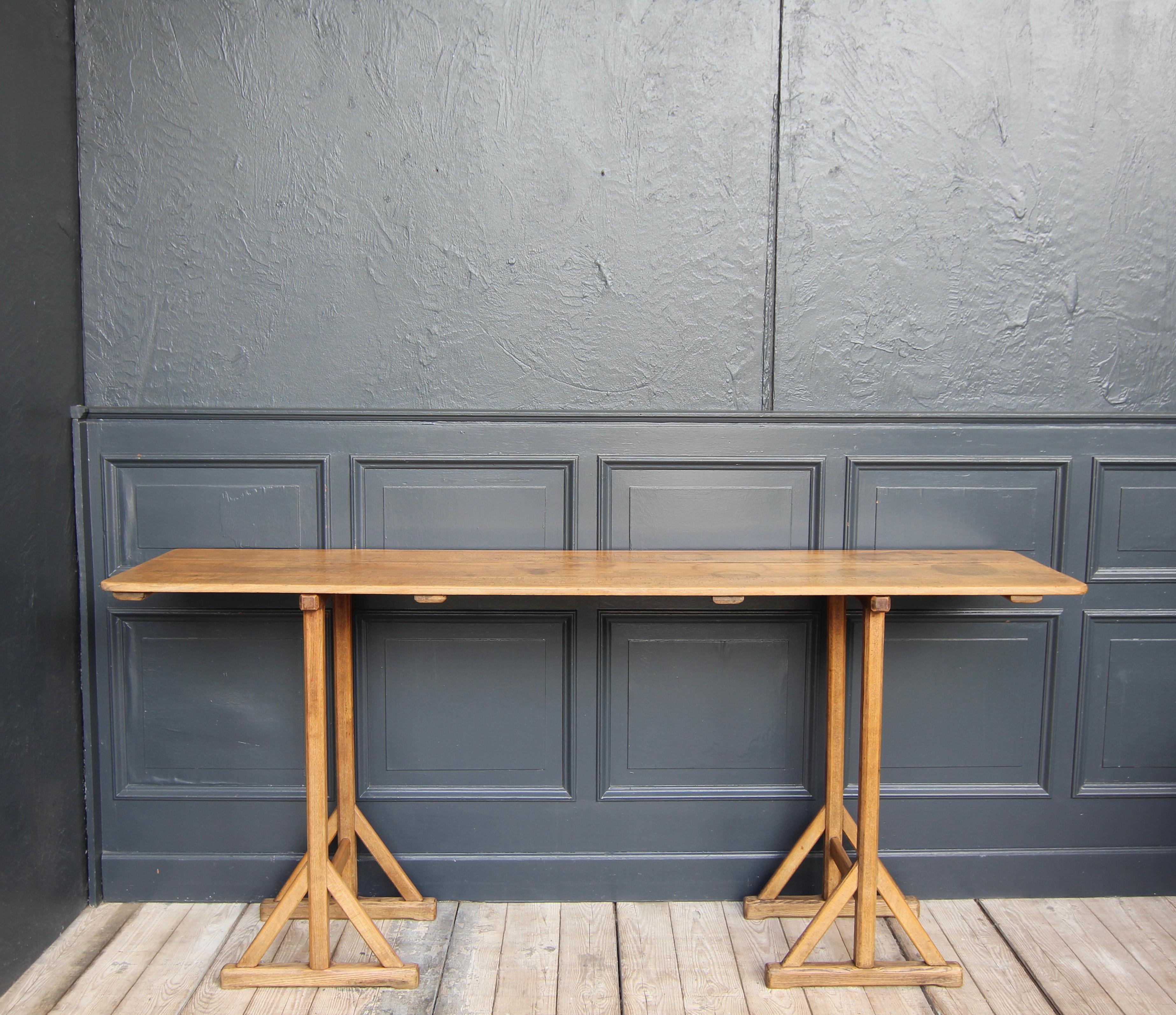 Reclaimed Console Trestle Table For Sale 1