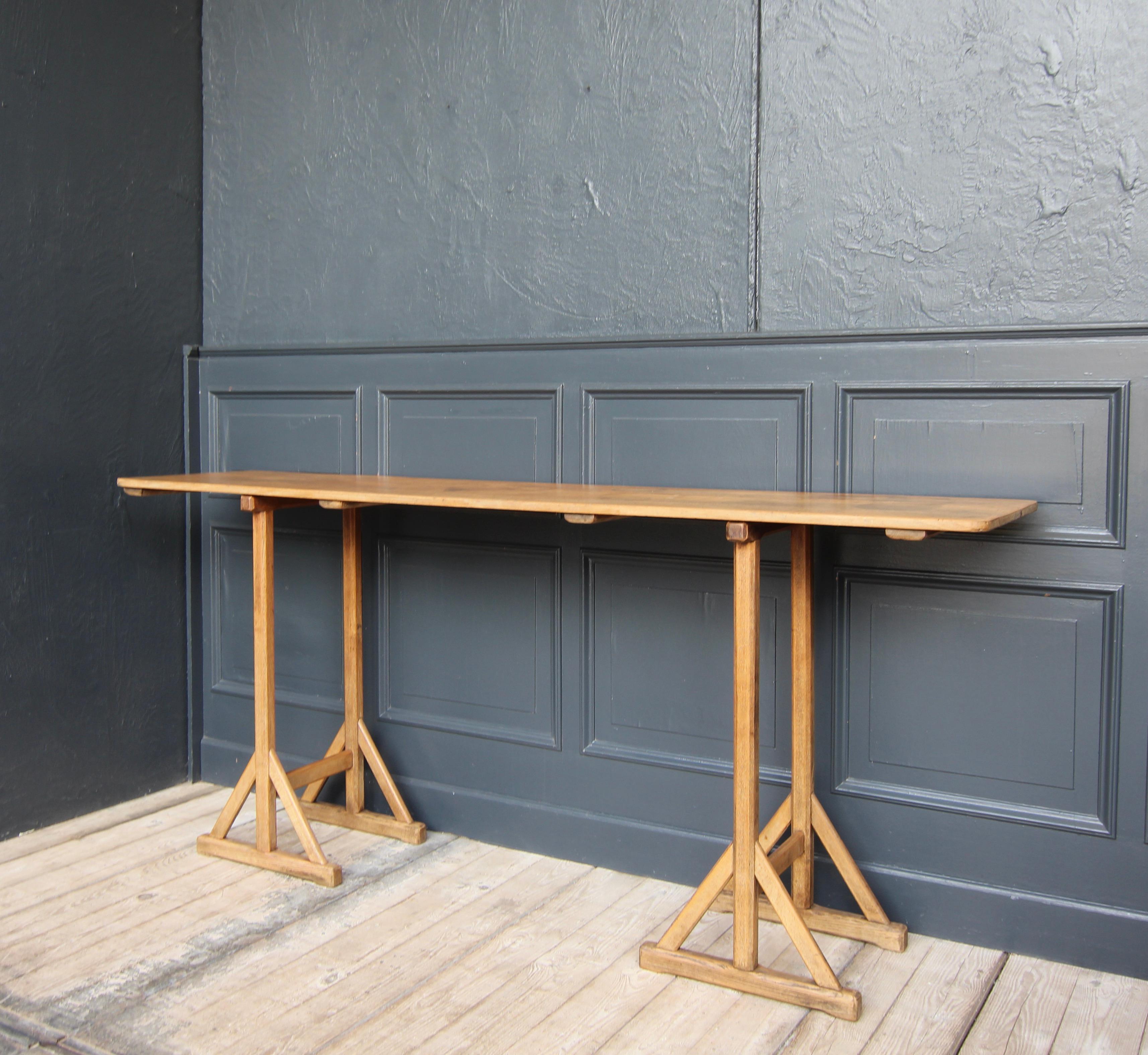 Reclaimed Console Trestle Table For Sale 2