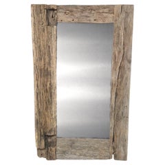 Reclaimed Country Antique Floor Mirror made from Barn Oak Boards 19th