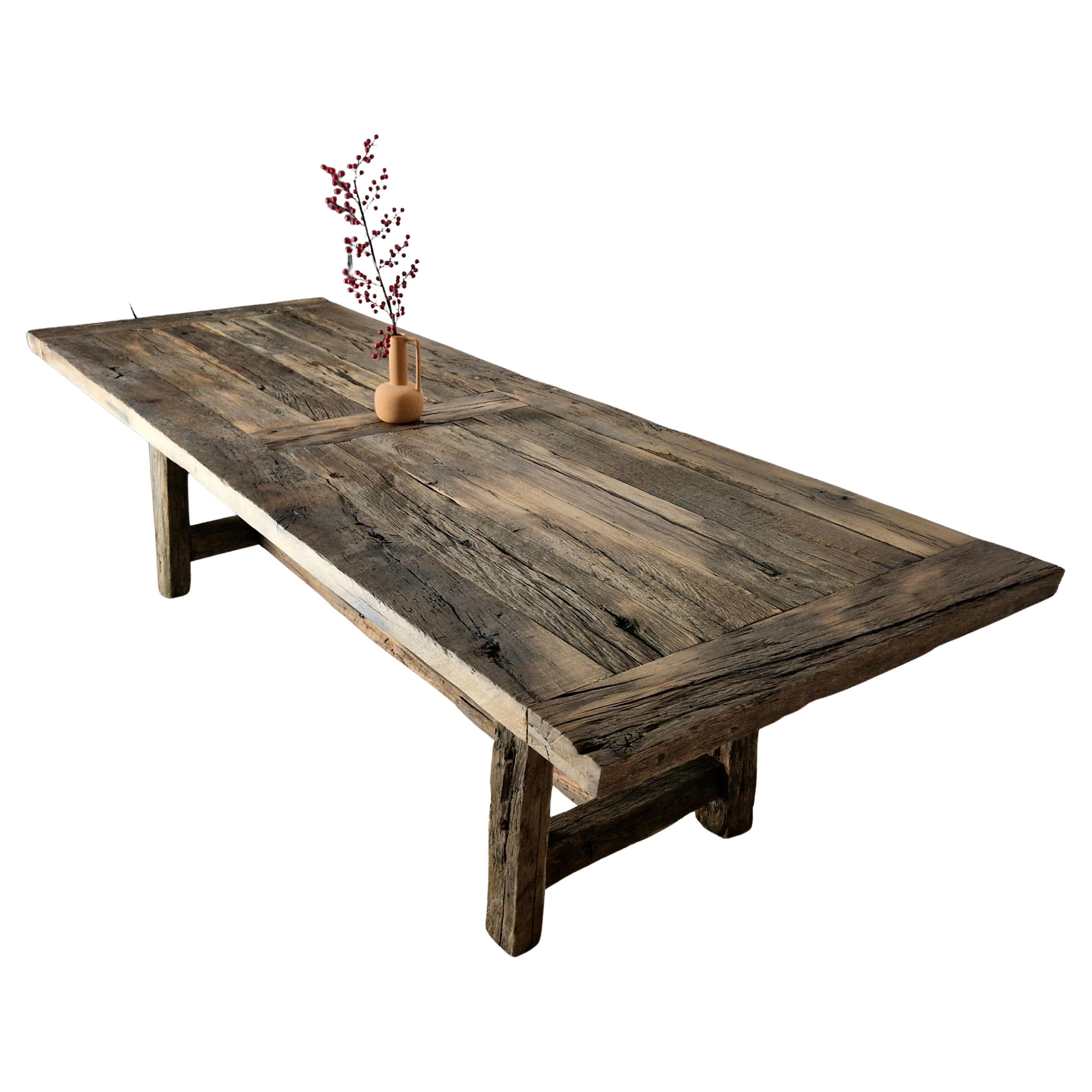 Country Antique Table Made from Rare Barn Oak Boards by Sergio Vulpe

!! If you need a 3D model, just let us know !!

A Table That Carries Time Itself
Crafted from authentic 19th-century barn oak, this reclaimed country table is more than just a