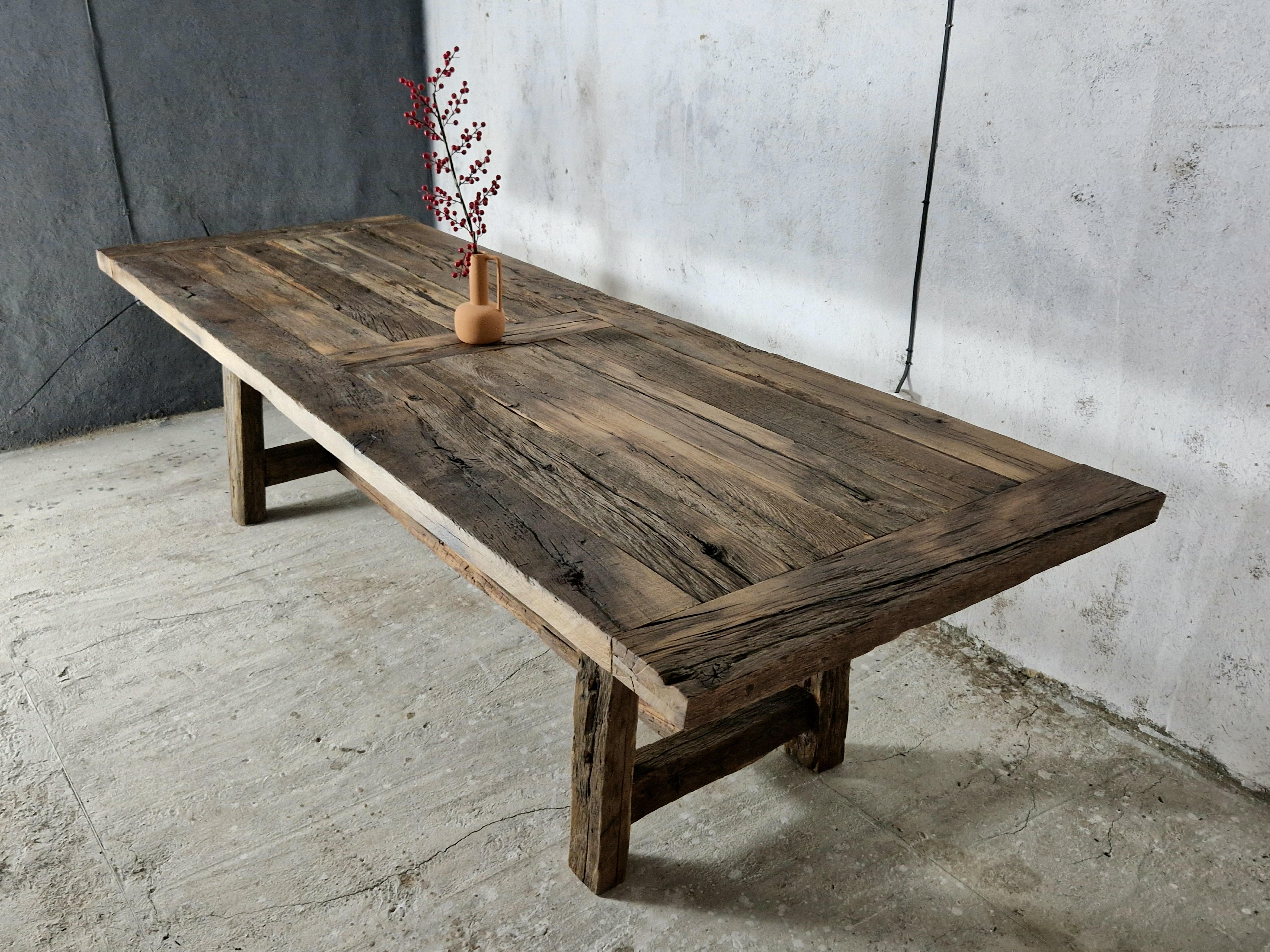 Chêne Table ancienne en chêne de pays recyclé 19ème + Modèle 3D en vente