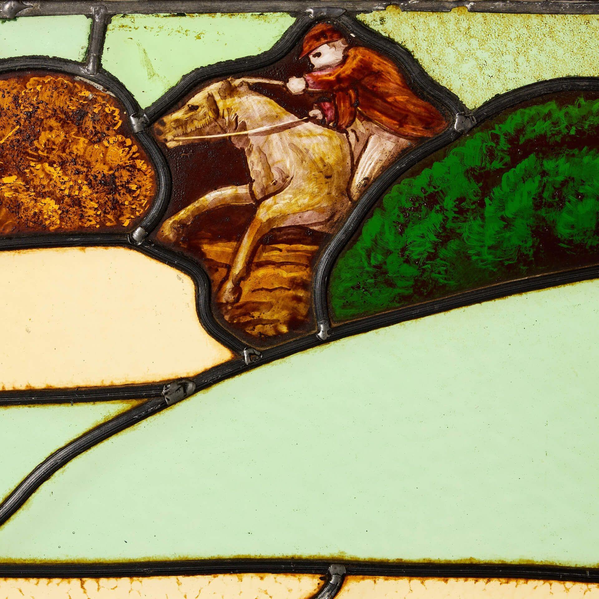 Edwardian Reclaimed Countryside Stained Glass Window For Sale
