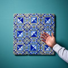 Set of 9 Reclaimed Spanish Decorative Tiles