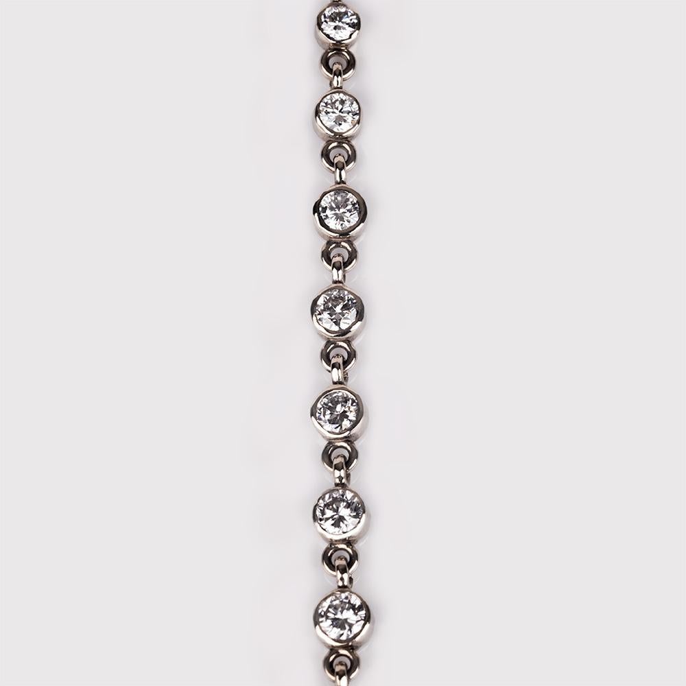 Modern Reclaimed Diamonds Bezel set in White Gold Tennis Necklace For Sale