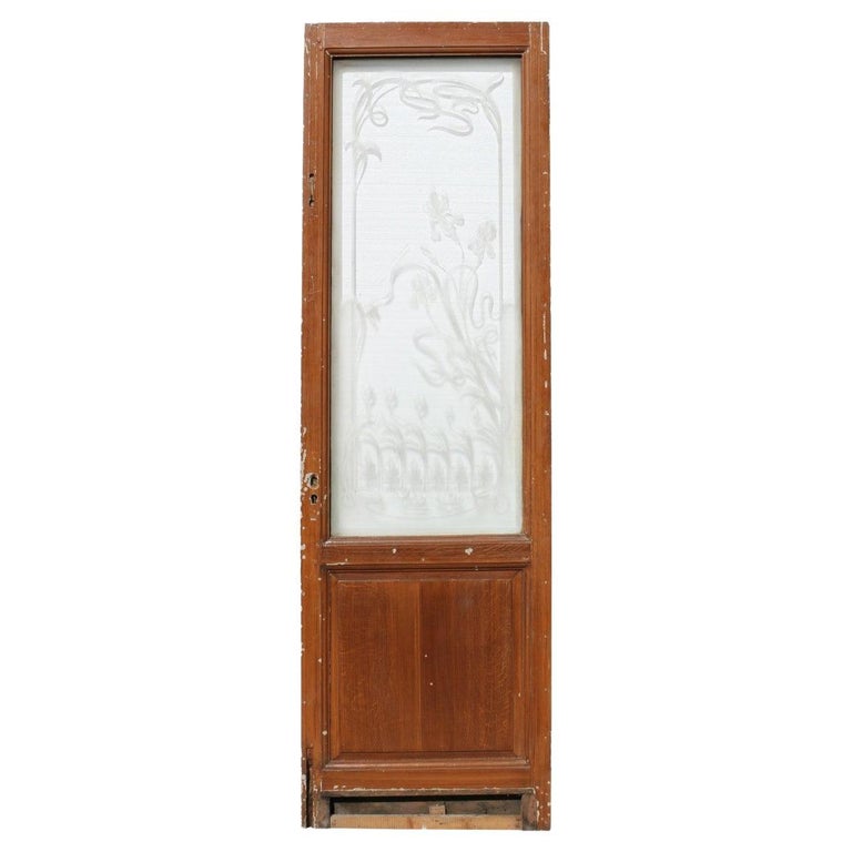Reclaimed Door with Etched Glass For Sale at 1stDibs