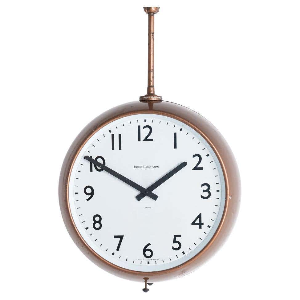 Reclaimed Double Sided Factory Clock by English Clock Systems For Sale ...