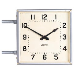 Reclaimed Double Sided Square Wall Mounted Clock By Gents Of Leicester