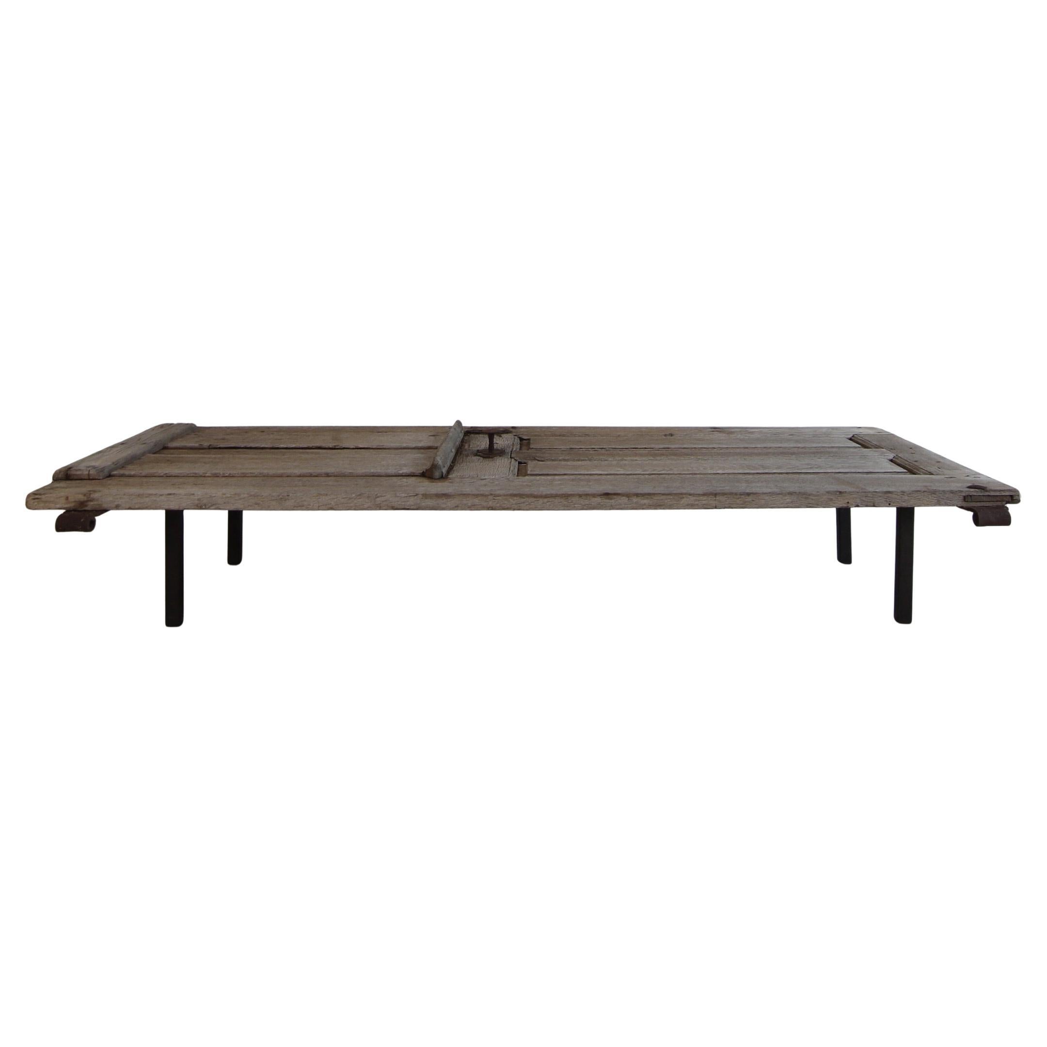 Reclaimed Early 19th Century Door on Metal Stand Coffee Table