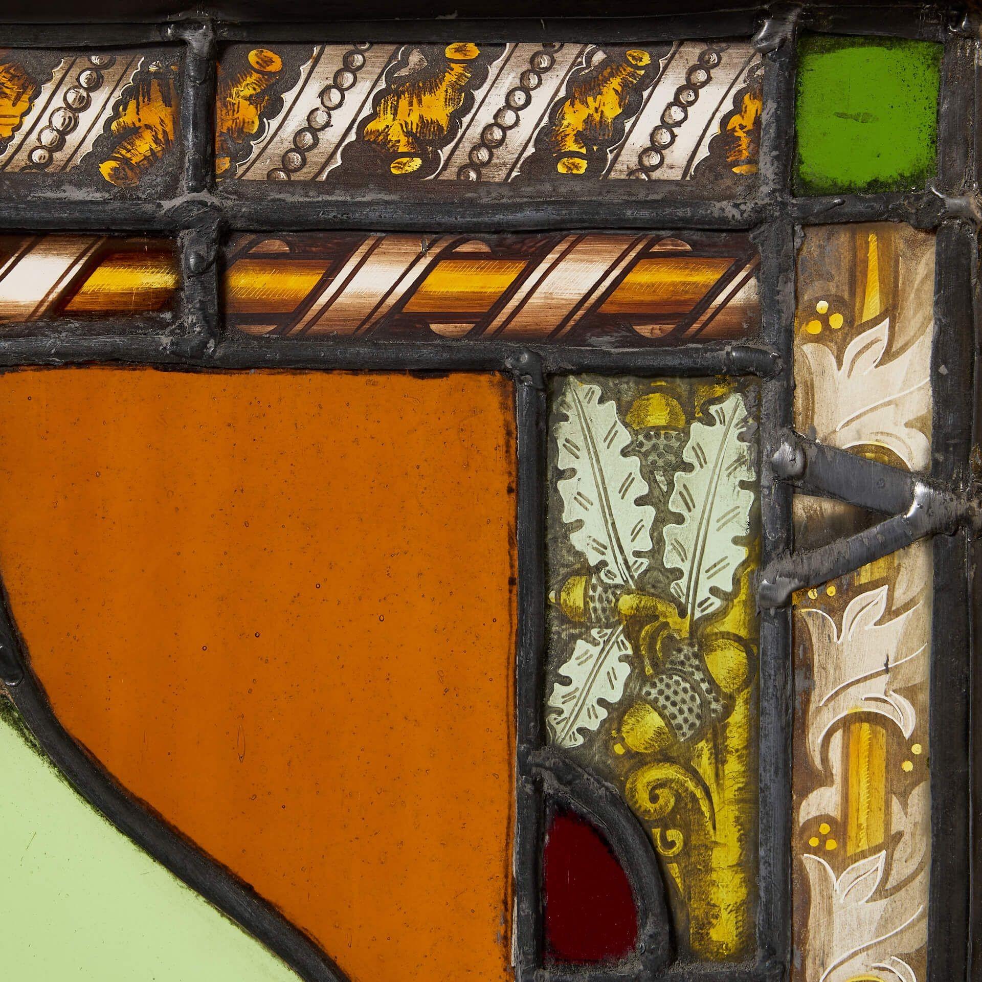 English Reclaimed Ecclesiastical Abstract Stained Glass Panel For Sale