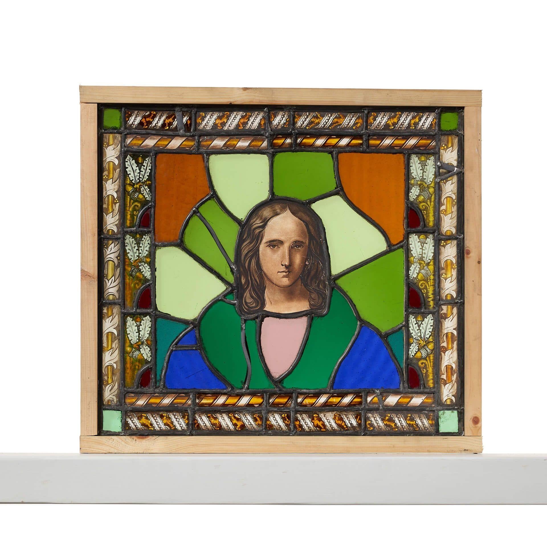 Reclaimed Ecclesiastical Abstract Stained Glass Panel In Fair Condition For Sale In Wormelow, Herefordshire