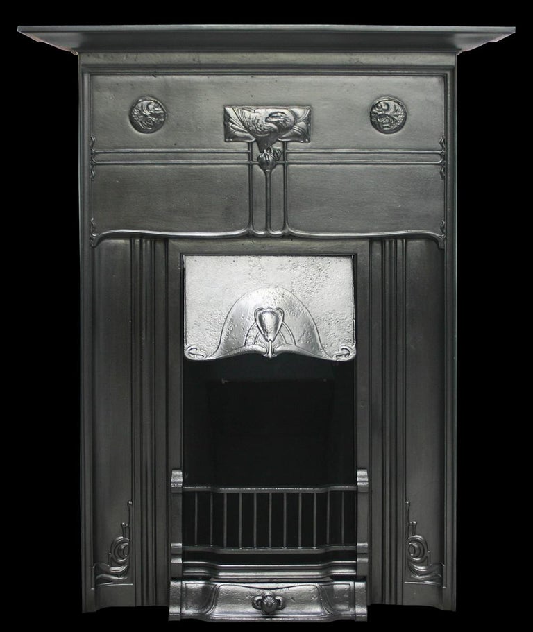 Reclaimed Edwardian Art Nouveau Cast Iron Combination Fireplace For ...